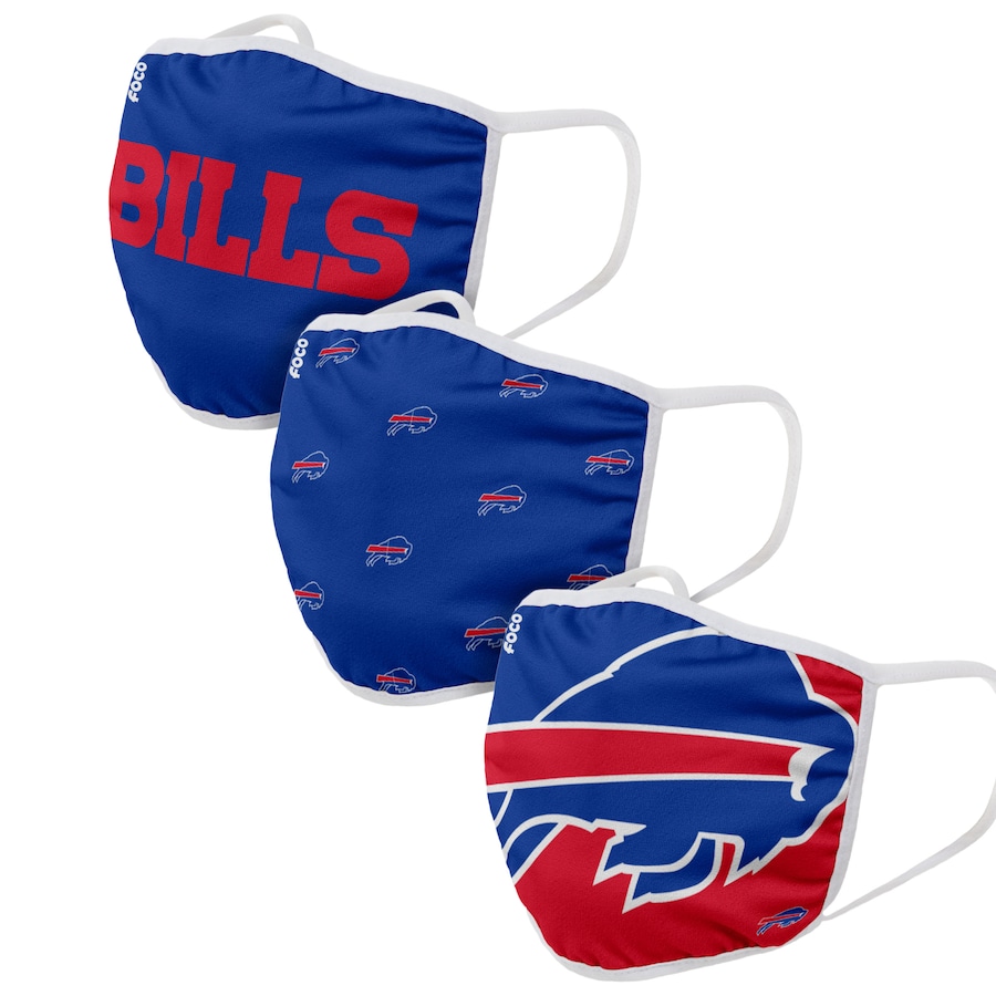  Buffalo Bills Adult Face Covering 3-PackDust mask with filter
